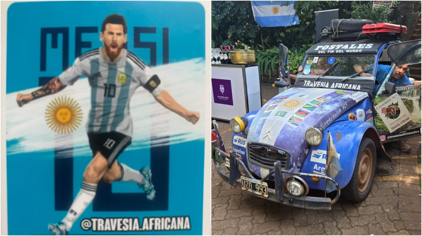 La historia detrás de las figuritas de Messi que “abren caminos” para dos argentinos en su travesía por África